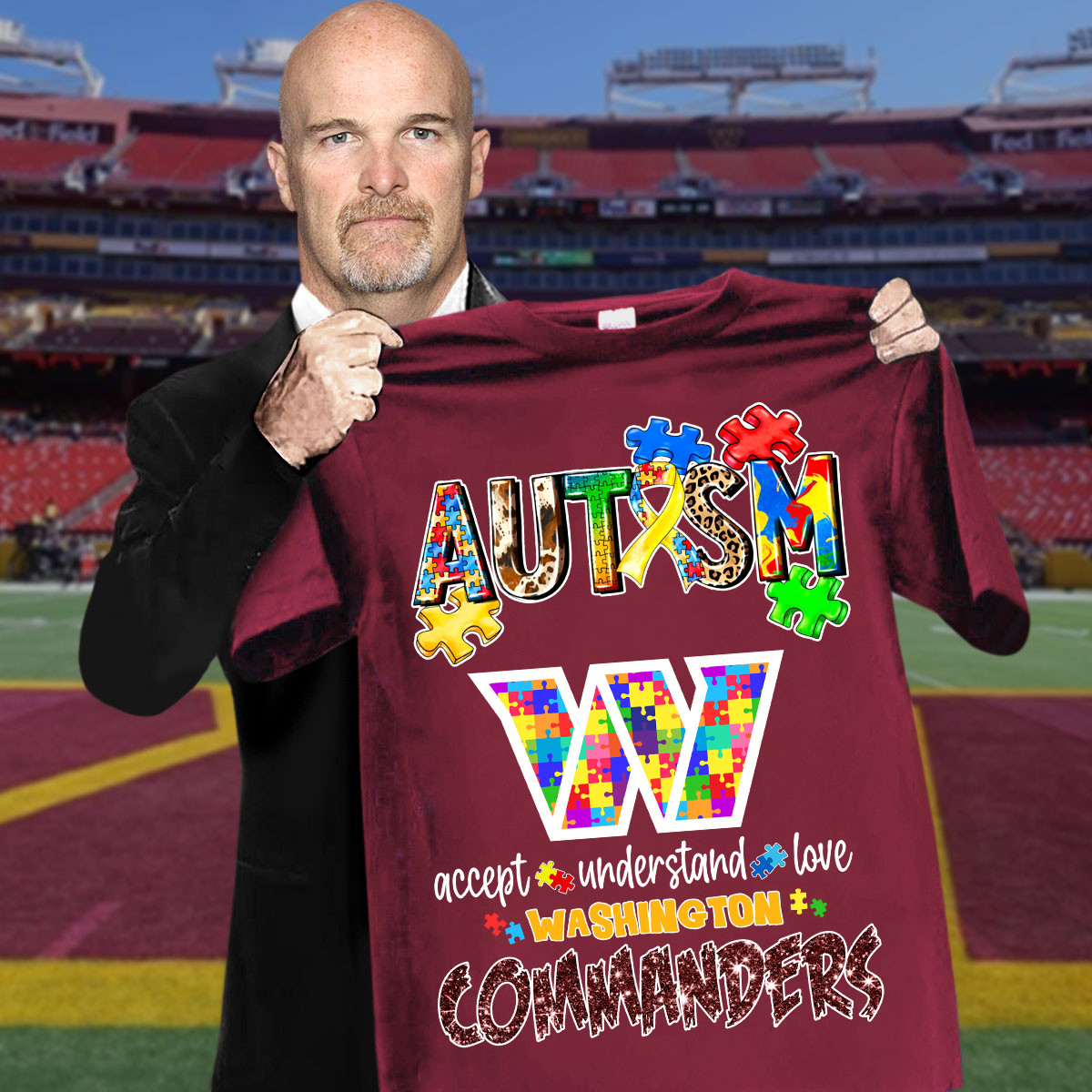 Autism Accept Understand Love Washington Commanders T-Shirt Football Oregontrailrvpk Shirt