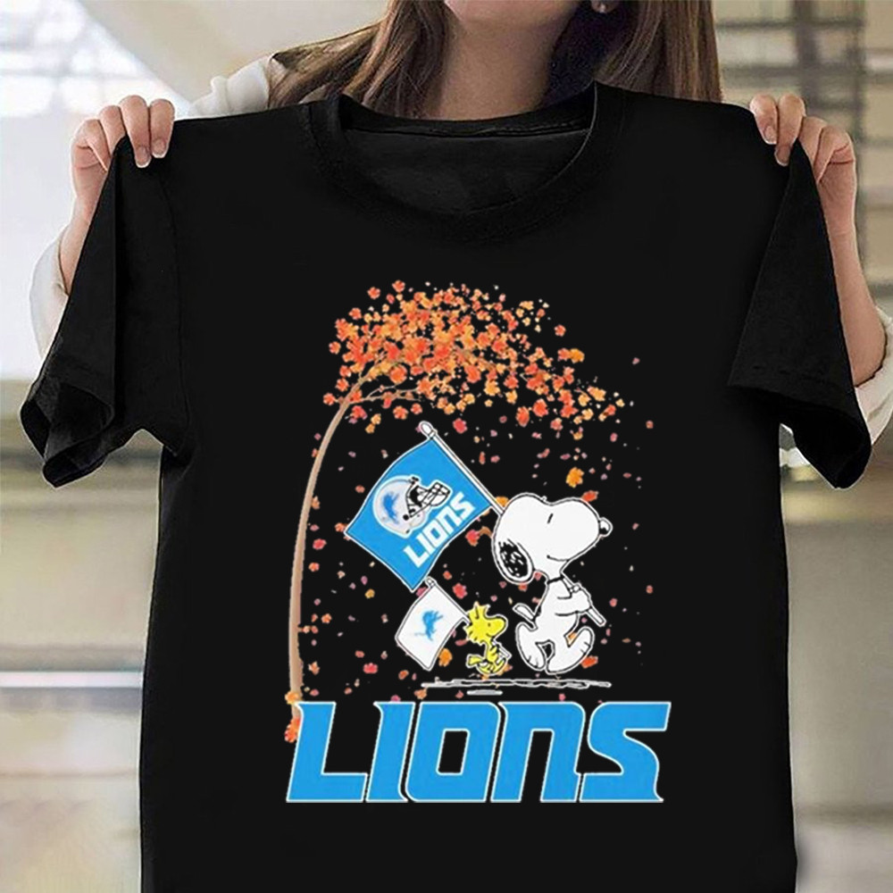 Autumn Tree And Spoopy Detroit Lions Grit Shirt Detroit Lions T-Shirt Oregontrailrvpk Shirt