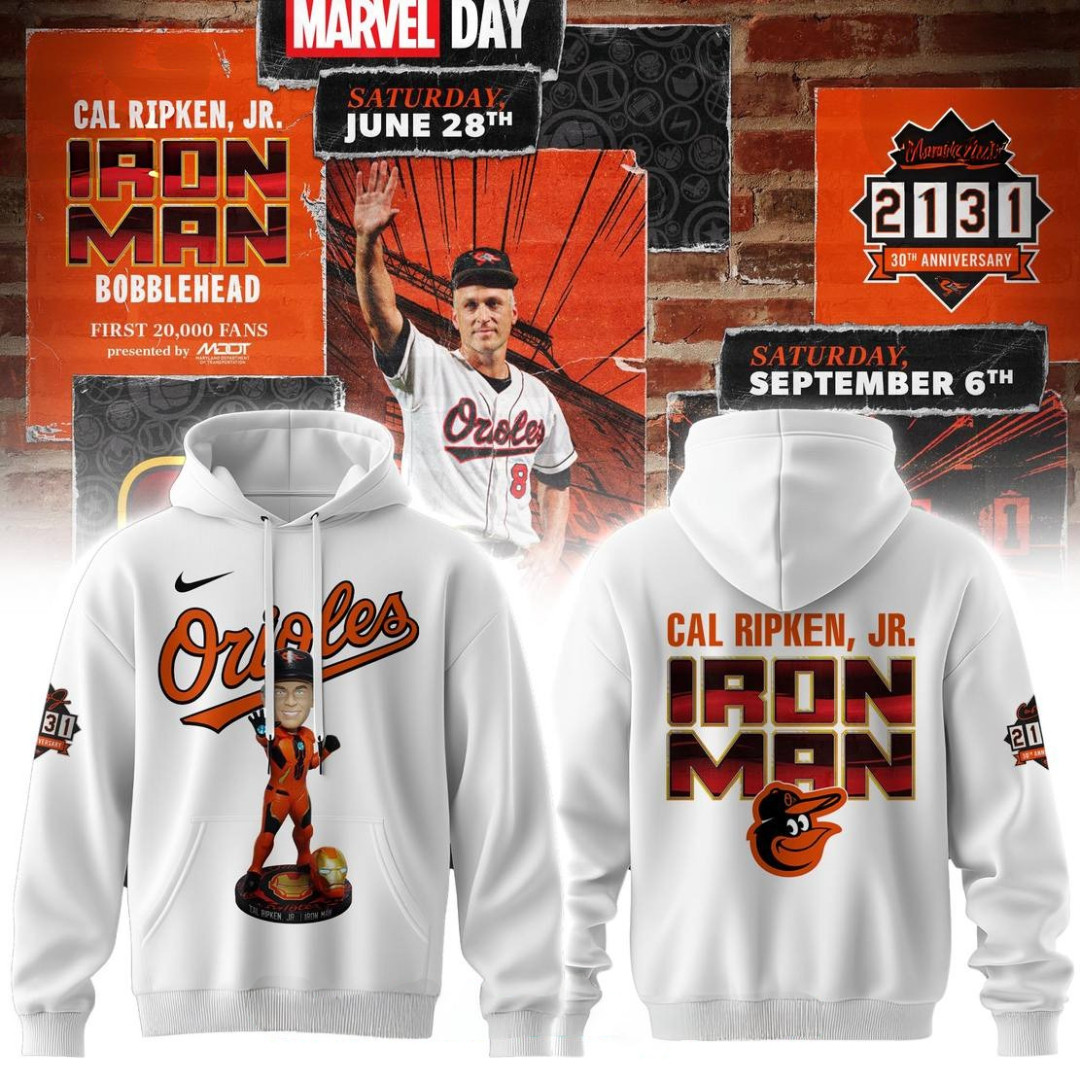 Baltimore Orioles Honoring Cal Ripken Jr Iron Man of Baseball Hoodie