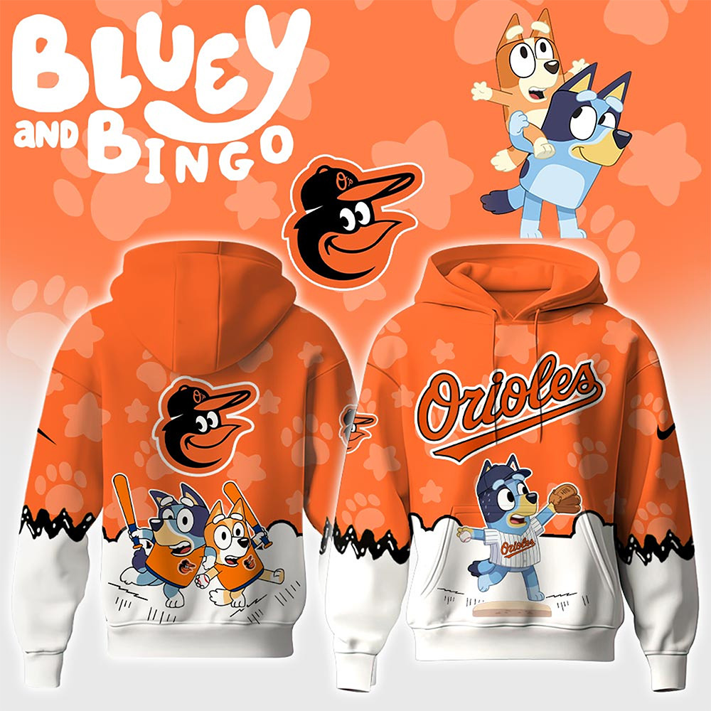 Baltimore Orioles MLB x Bluey and Bingo Night Hoodie