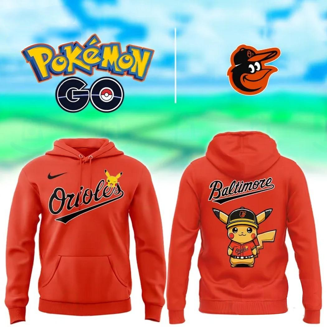 Baltimore Orioles Pikachu 2025 Orange Hoodie