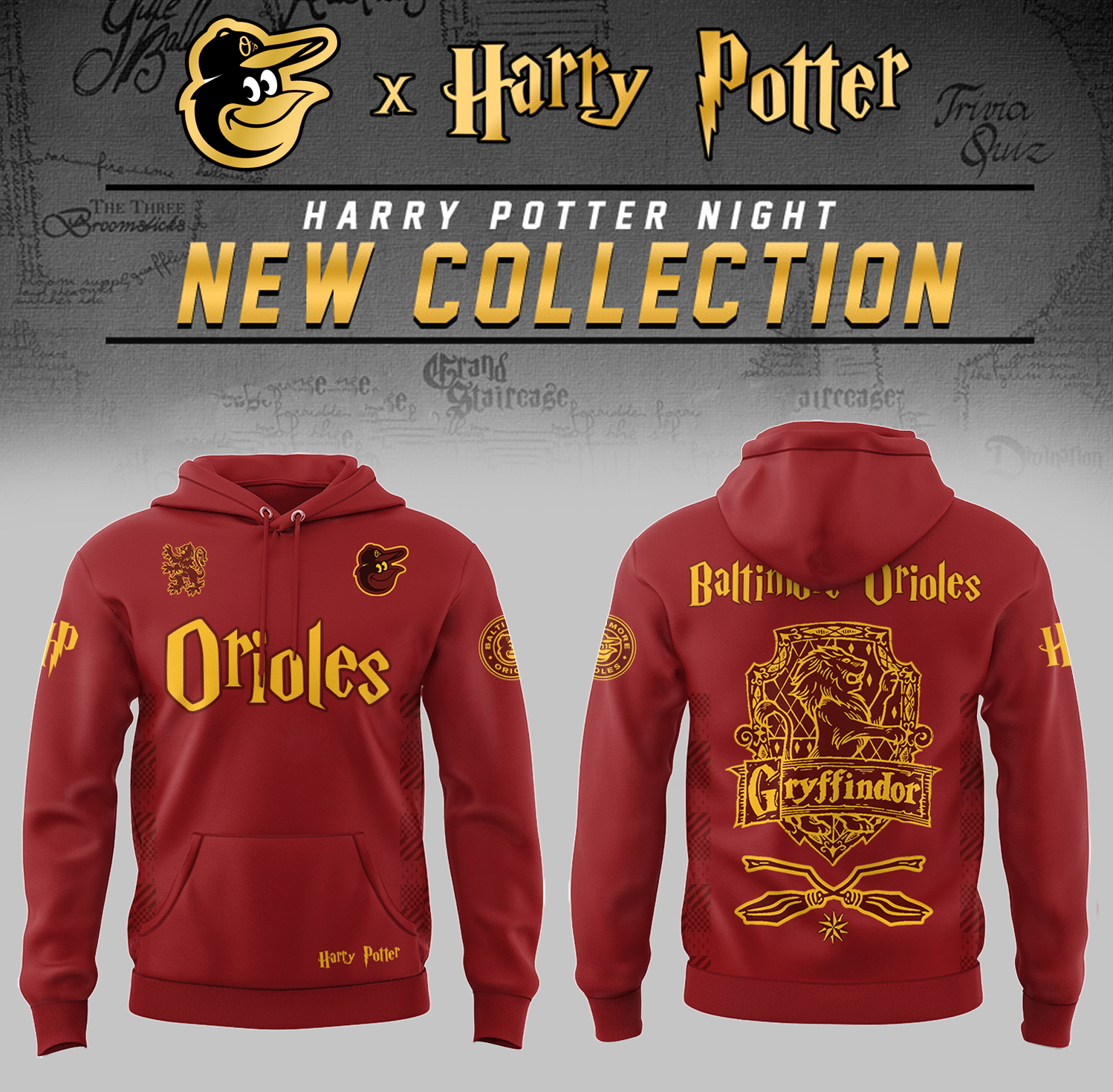 Baltimore Orioles x Harry Potter Night Gryffindor House Hoodie Baseball