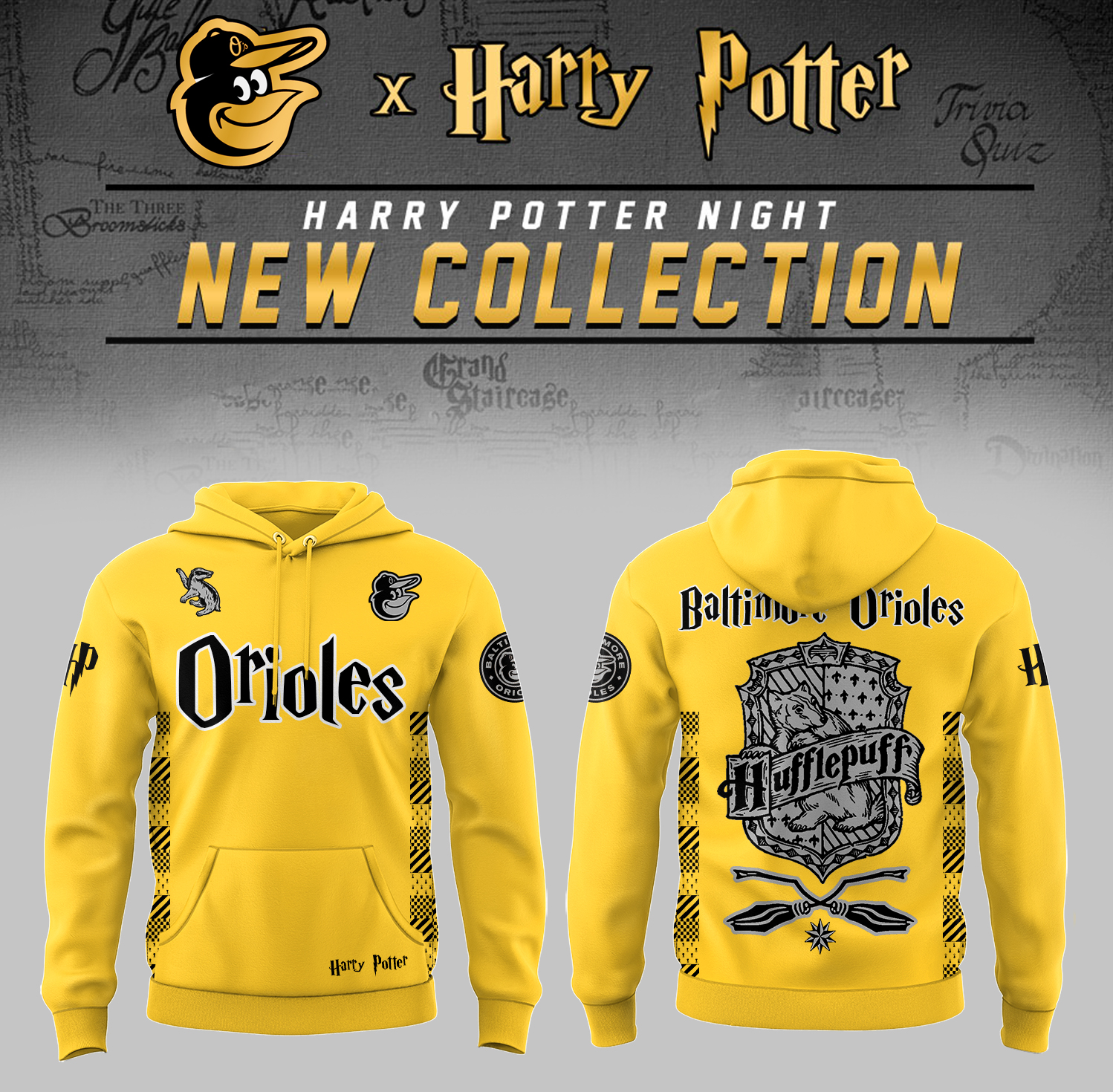 Baltimore Orioles x Harry Potter Night Hufflepuff House Hoodie Gift For Baseball Lover