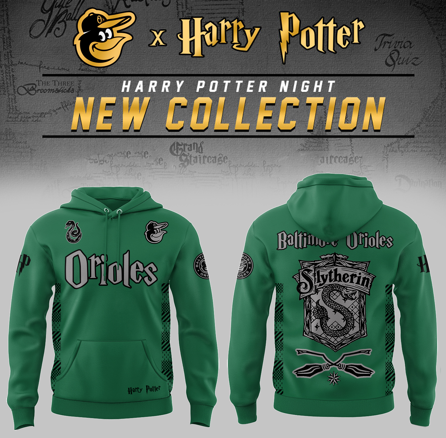 Baltimore Orioles x Harry Potter Night Slytherin House Hoodie Unique Baseball Gifts