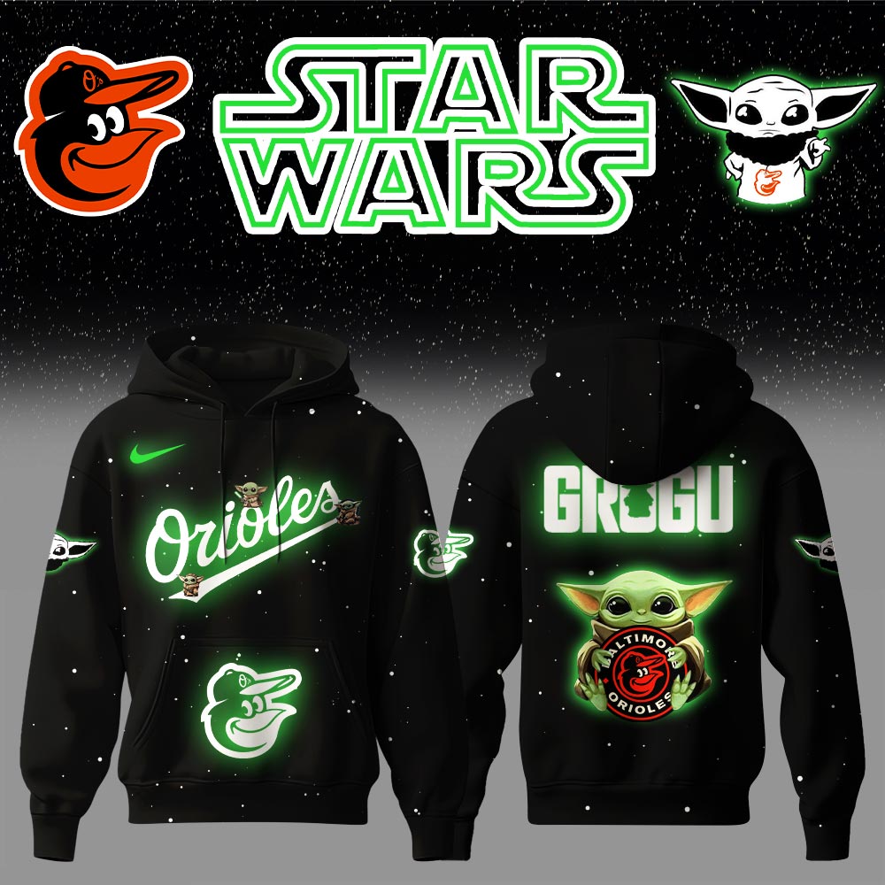 Baltimore Orioles x Stars Wars Baby Yoda Game Night Hoodie