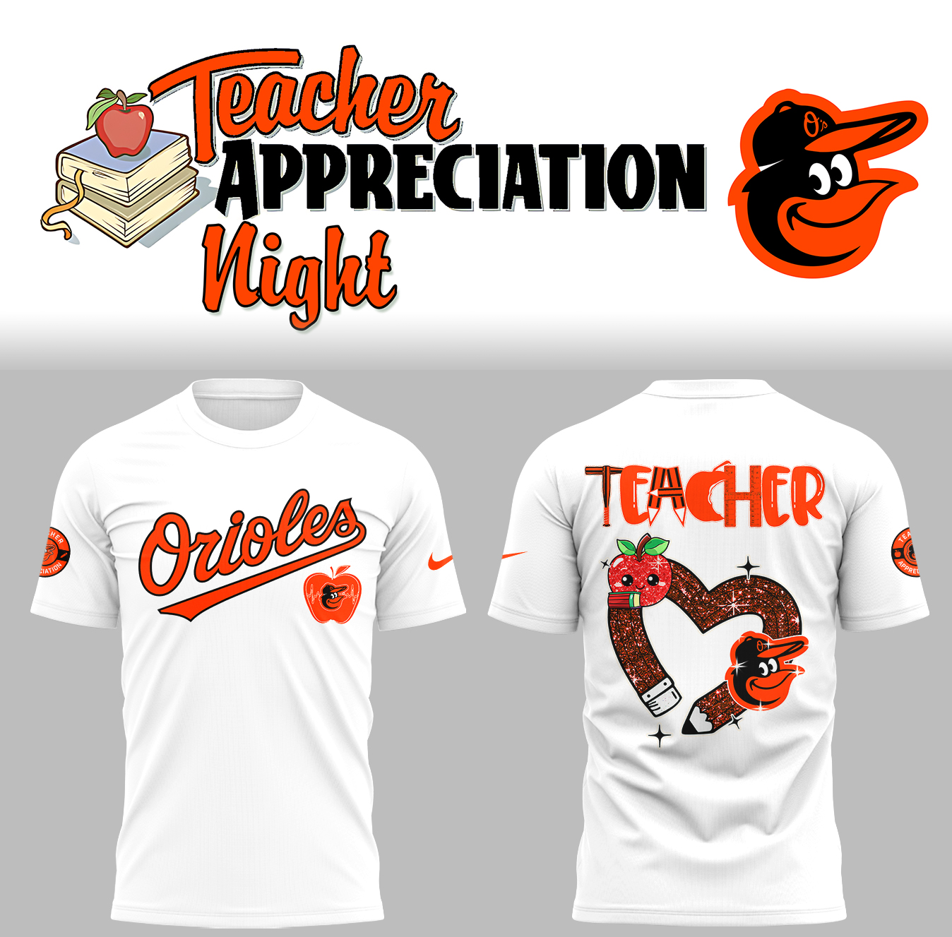 Baltimore Orioles x Teacher Appreciation Night T-Shirt Gift Ideas For Baseball Players Oregontrailrvpk Shirt