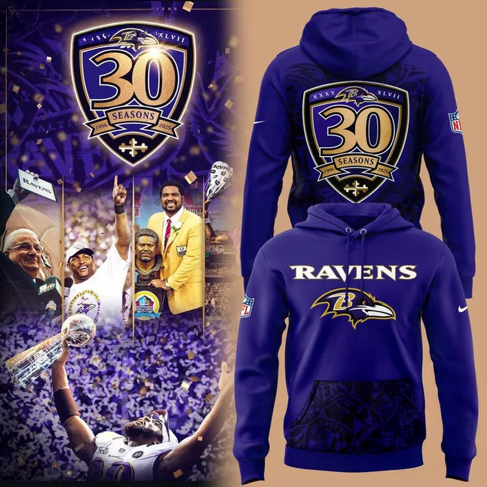 Baltimore Ravens 30 Years 1996-2025 Hoodie Best