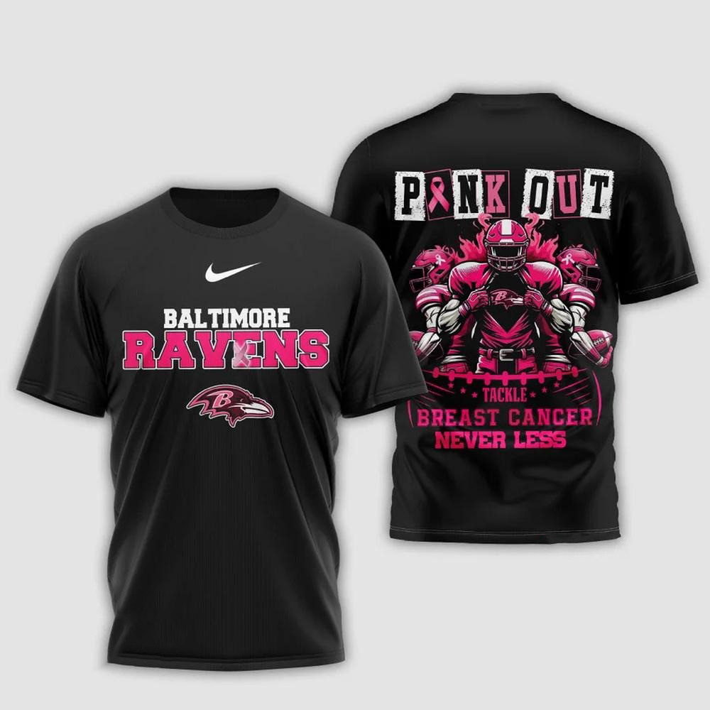 Baltimore Ravens Football Pink Out Tackle Breast Cancer Shirt Gifts For Football Fan Oregontrailrvpk Shirt