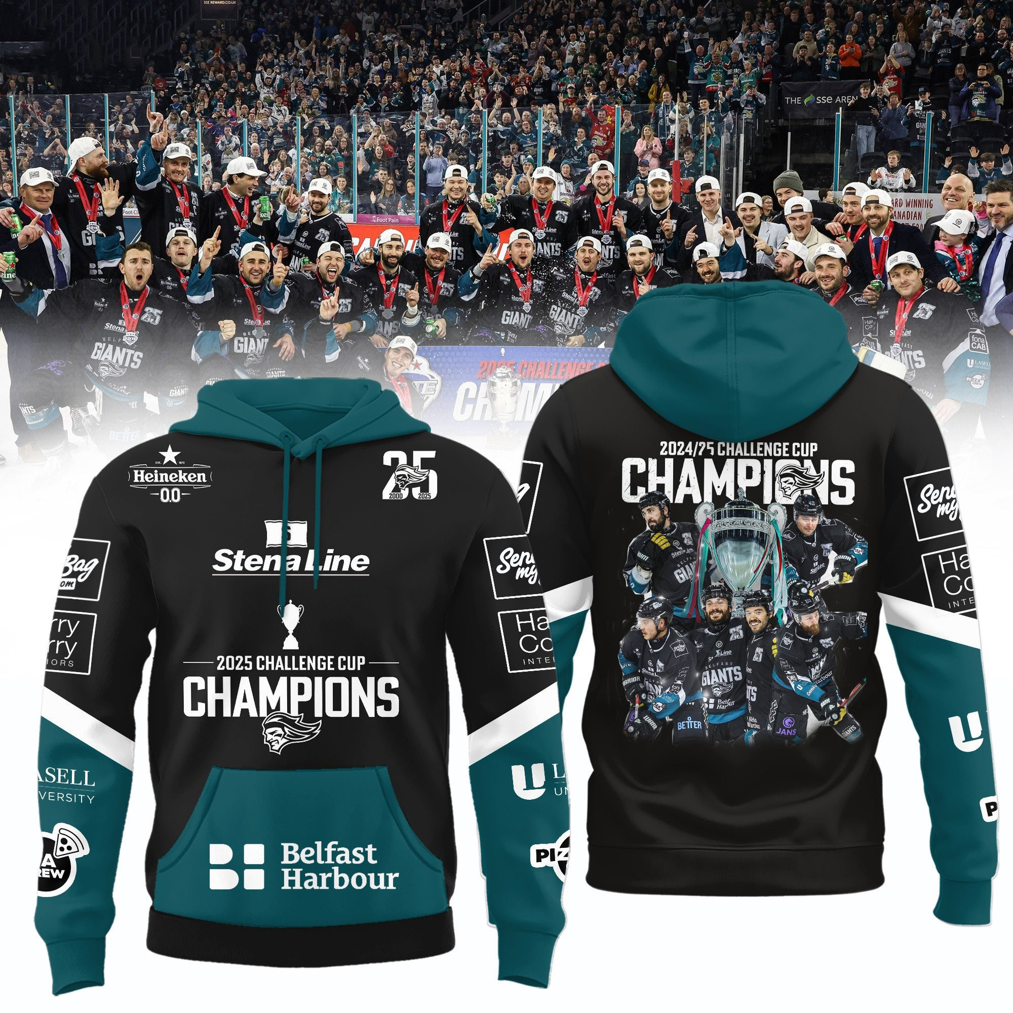 Belfast Giants 2025 Challenge Cup Champions Hoodie Best Gifts For Hockey Lovers