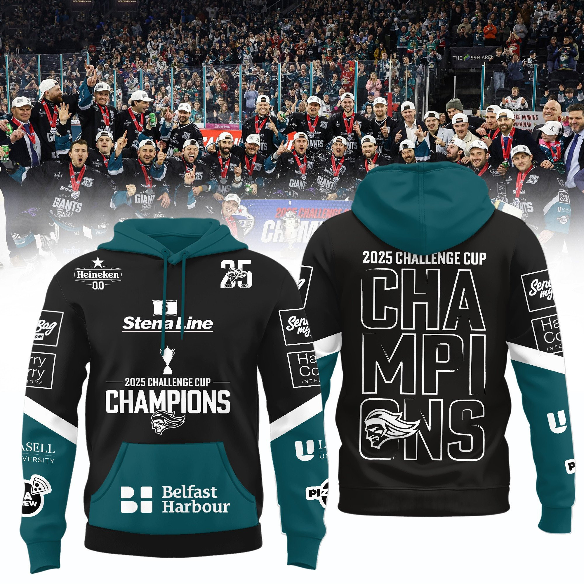 Belfast Giants 2025 Challenge Cup Champions Hoodie Unique Gifts For Hockey Lovers