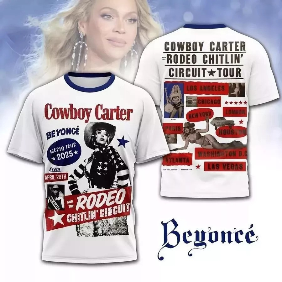 Beyonce 2025 Cowboy Carter Tour 3D T-Shirt Gift For Music Lovers Oregontrailrvpk Shirt