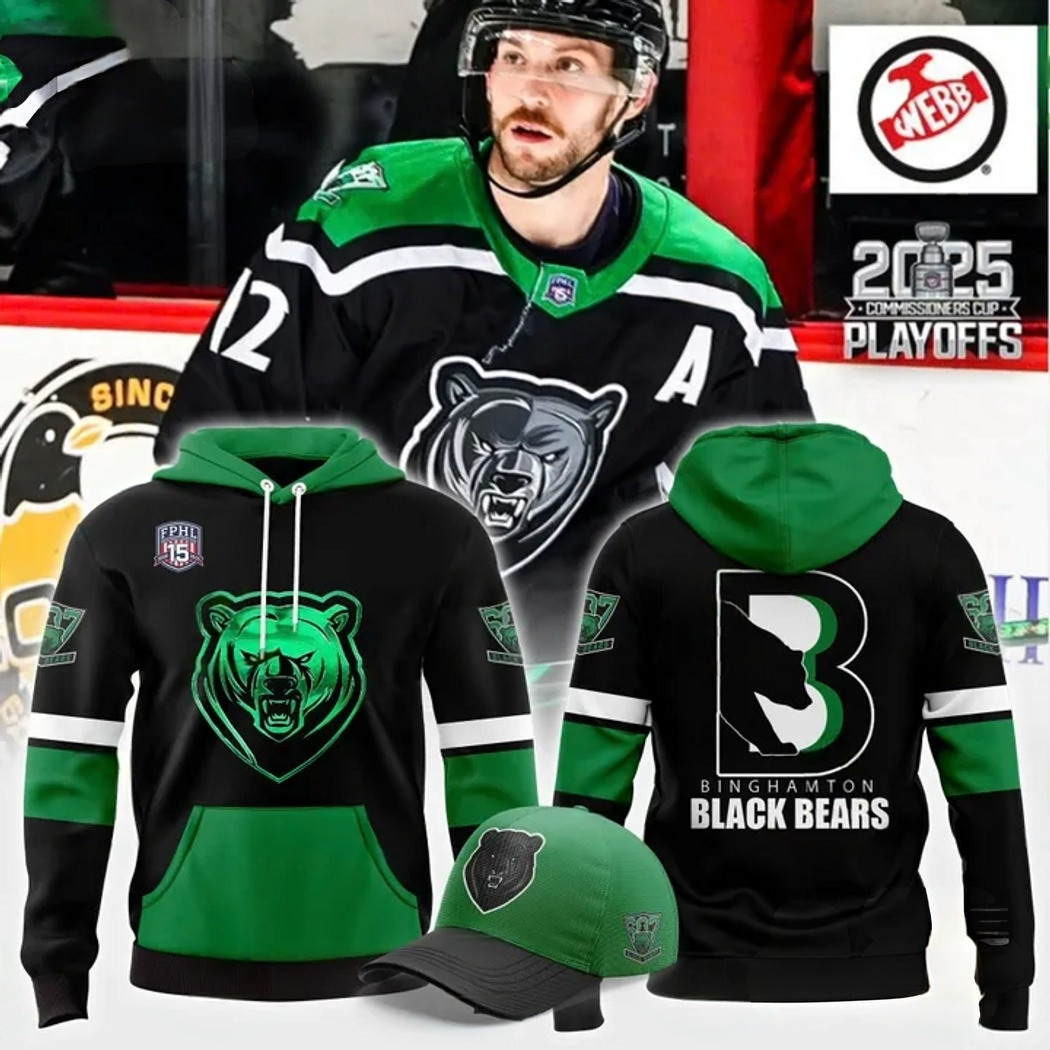 Binghamton Black Bears 2025 Play Hoodie Unique Gifts For Hockey Fans