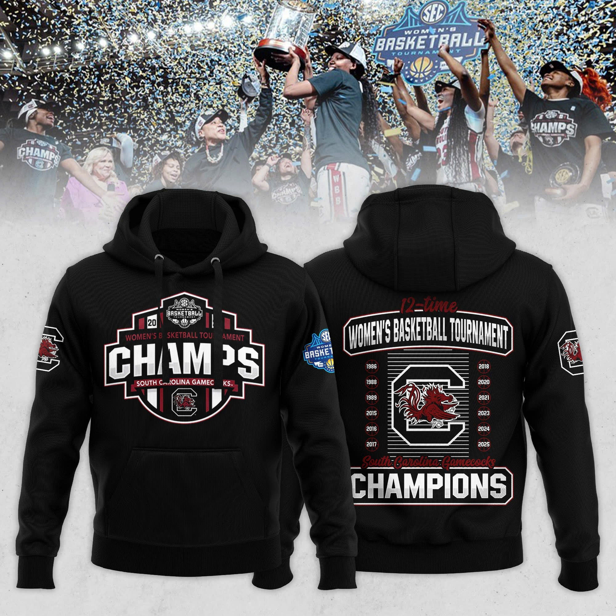 Black South Carolina Gamecocks Hoodie 2025 SEC Women's Basketball Hoodie Gifts For Dad
