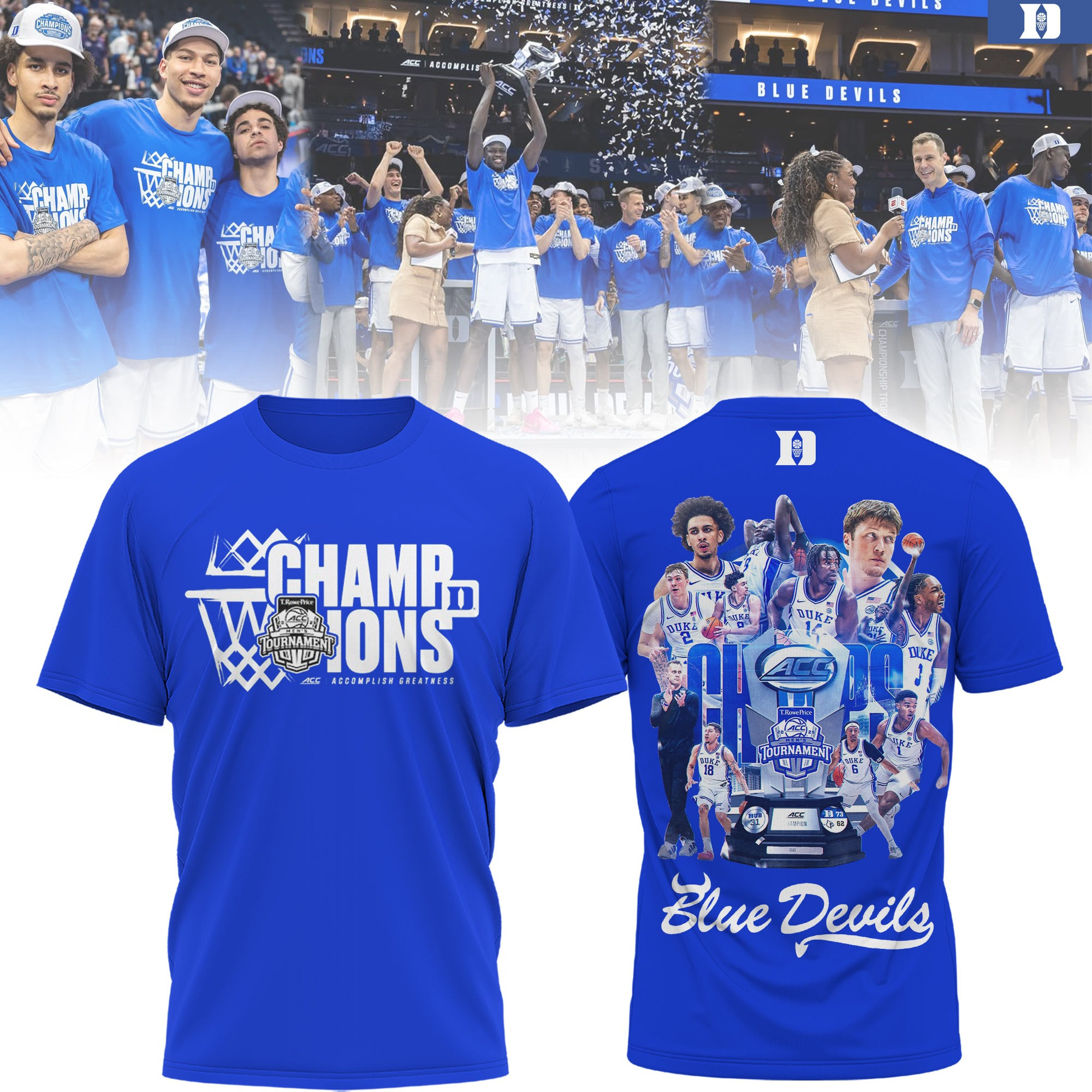 Blue Devils Duke ACC Championship Shirt 2025 Men's Basketball Champions Tee Shirts Apparel Oregontrailrvpk Shirt