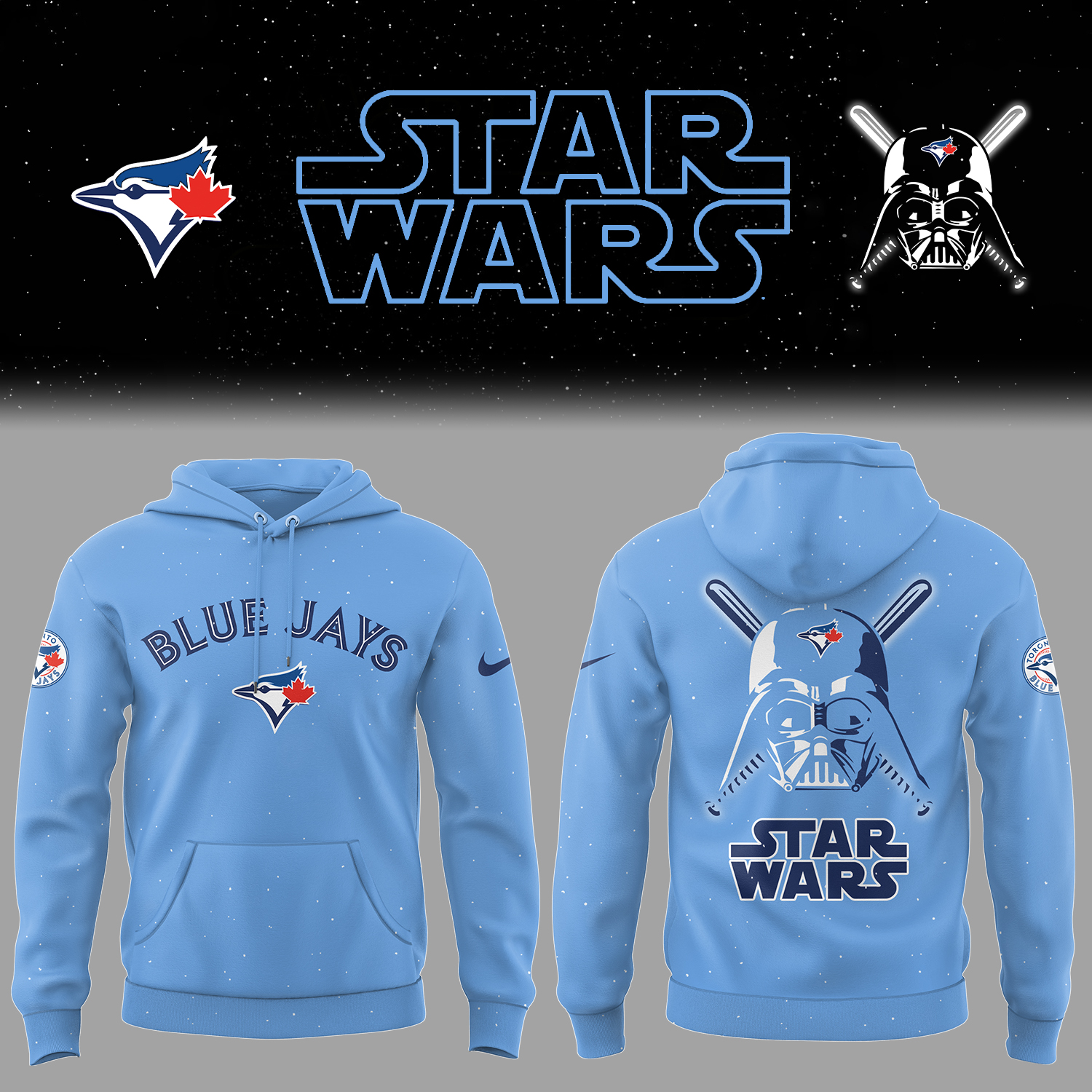 Blue Jays Baseball 2025 Blue Jays x Star Wars Blue Hoodie Best Baseball Gifts Ideas