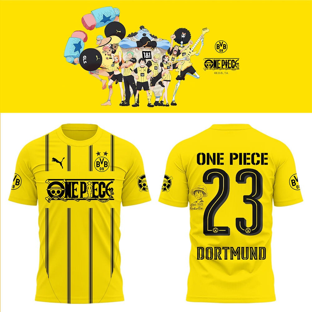 Borussia Dortmund X One Piece Tee Shirt 2025 Present Gift Ideas For Football Lovers Oregontrailrvpk Shirt