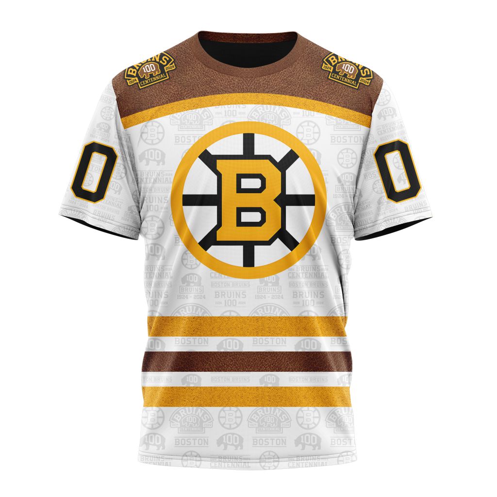 Boston Bruin Centennial Season Design 100th Anniversary Personalized Name And Number T-Shirt Oregontrailrvpk Shirt