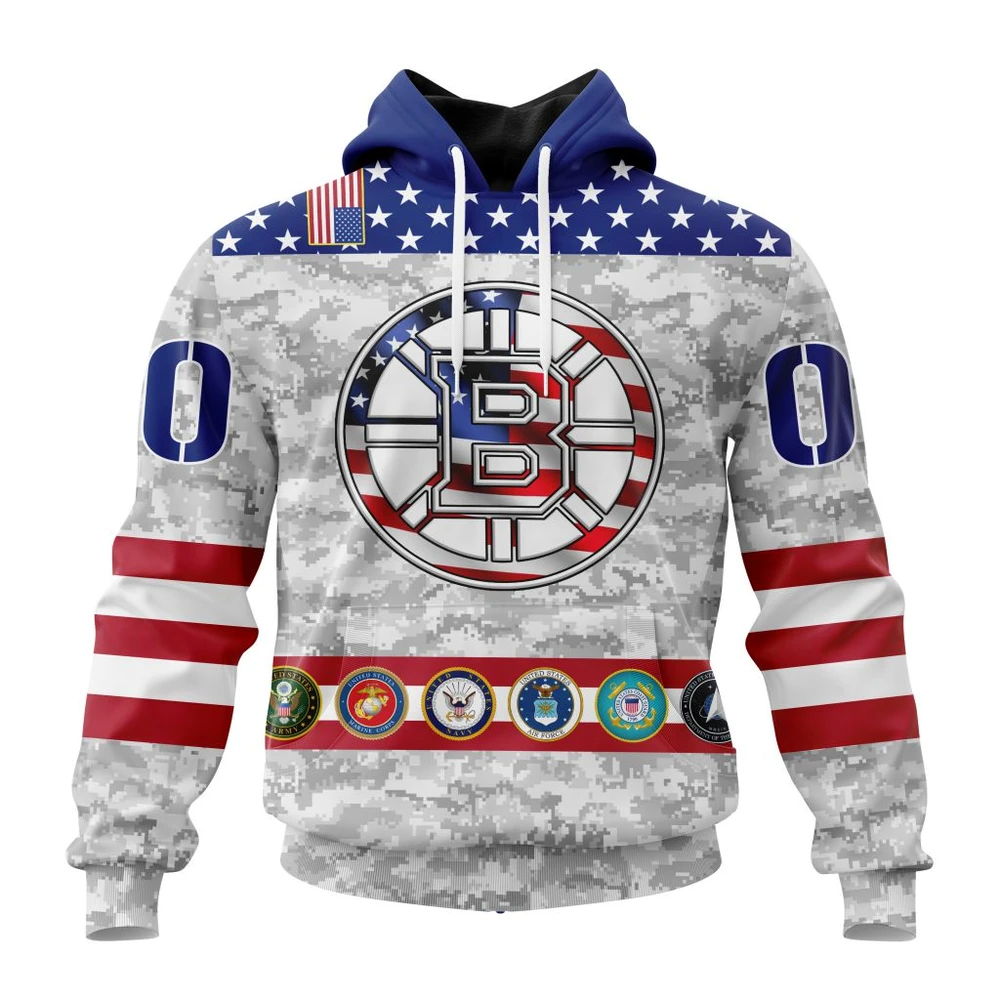 Boston Bruins Armed Forces Appreciation All Over Print Hoodie Style 10825