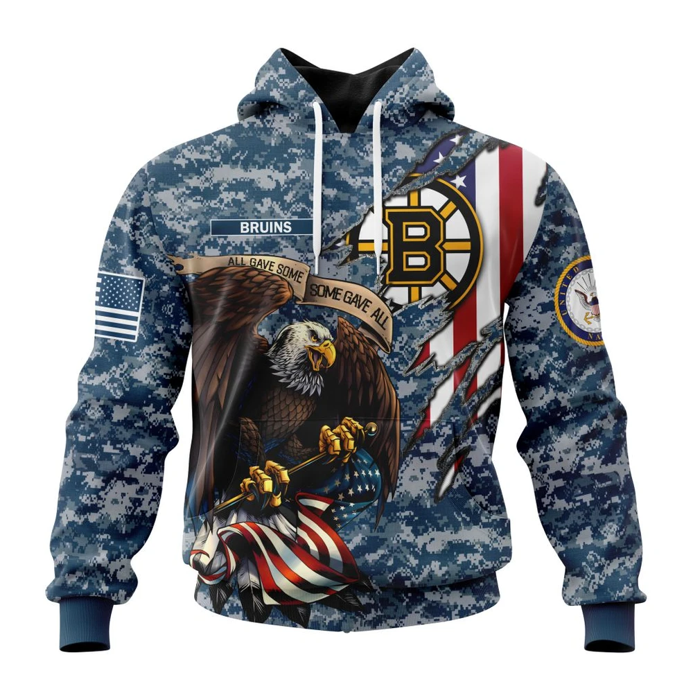 Boston Bruins Honor Us Navy Veterans All Over Print Hoodie Style 61434