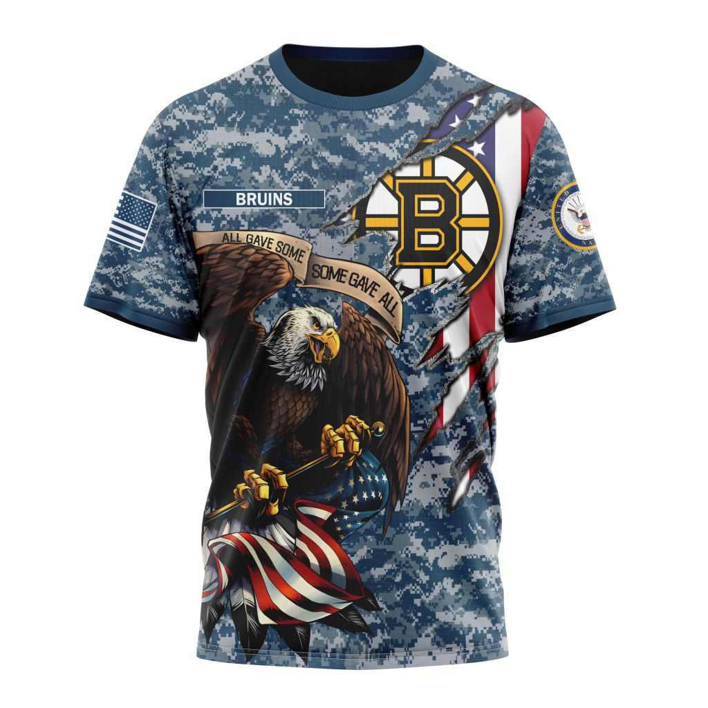 Boston Bruins Honor US Navy Veterans Personalized Name And Number T-Shirt Oregontrailrvpk Shirt