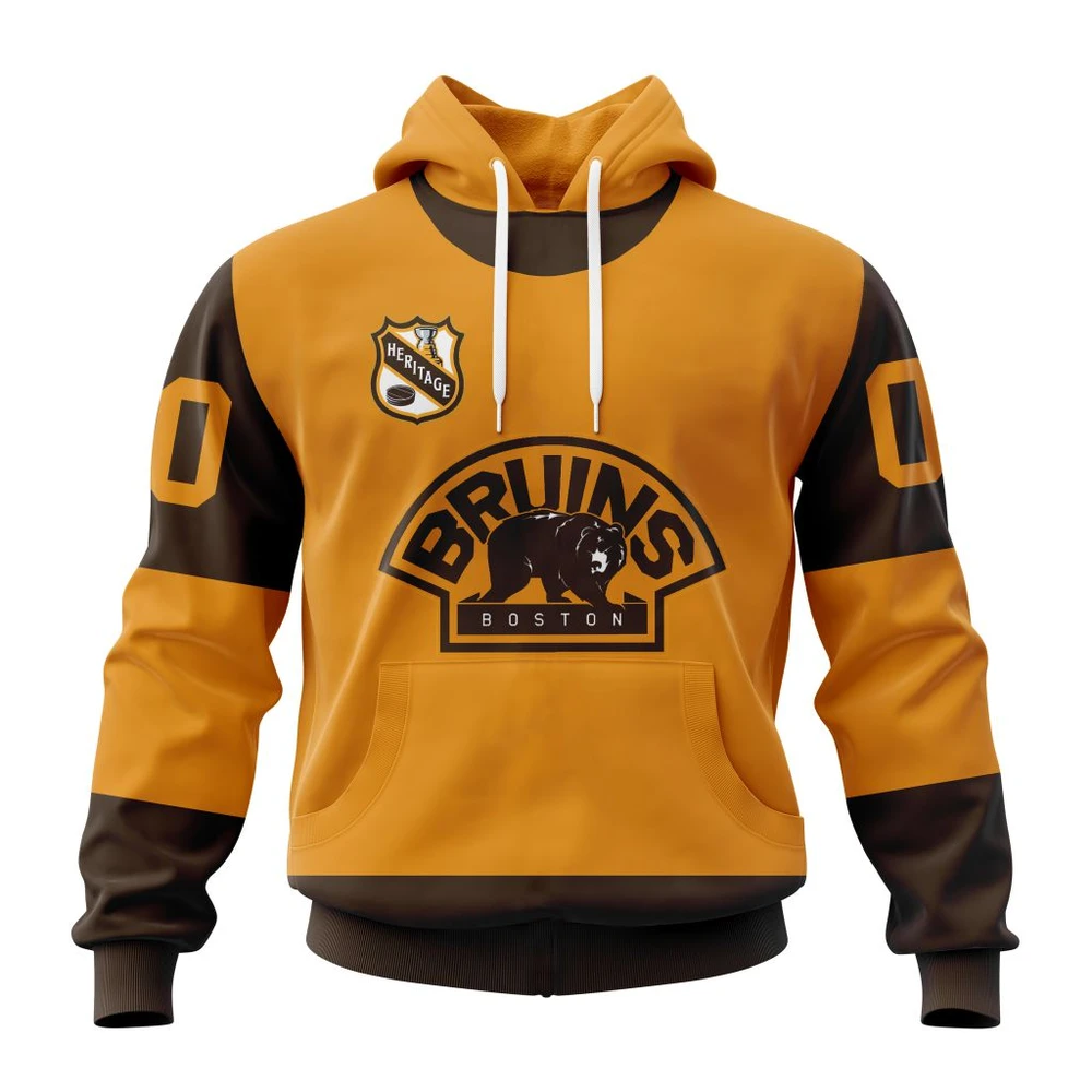 Boston Bruins Personalized Heritage Design All Over Print Hoodie Style 11927