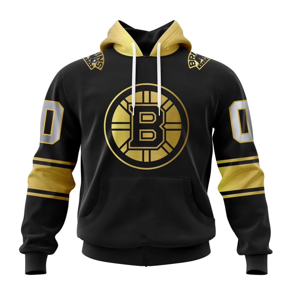 Boston Bruins Special Black And Gold Design All Over Print Hoodie Style 19099