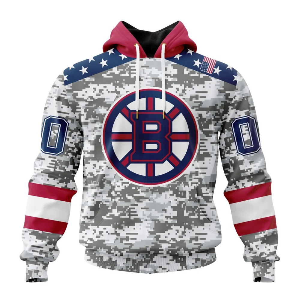 Boston Bruins Special Camo Design For Veterans Day All Over Print Hoodie Style 67660