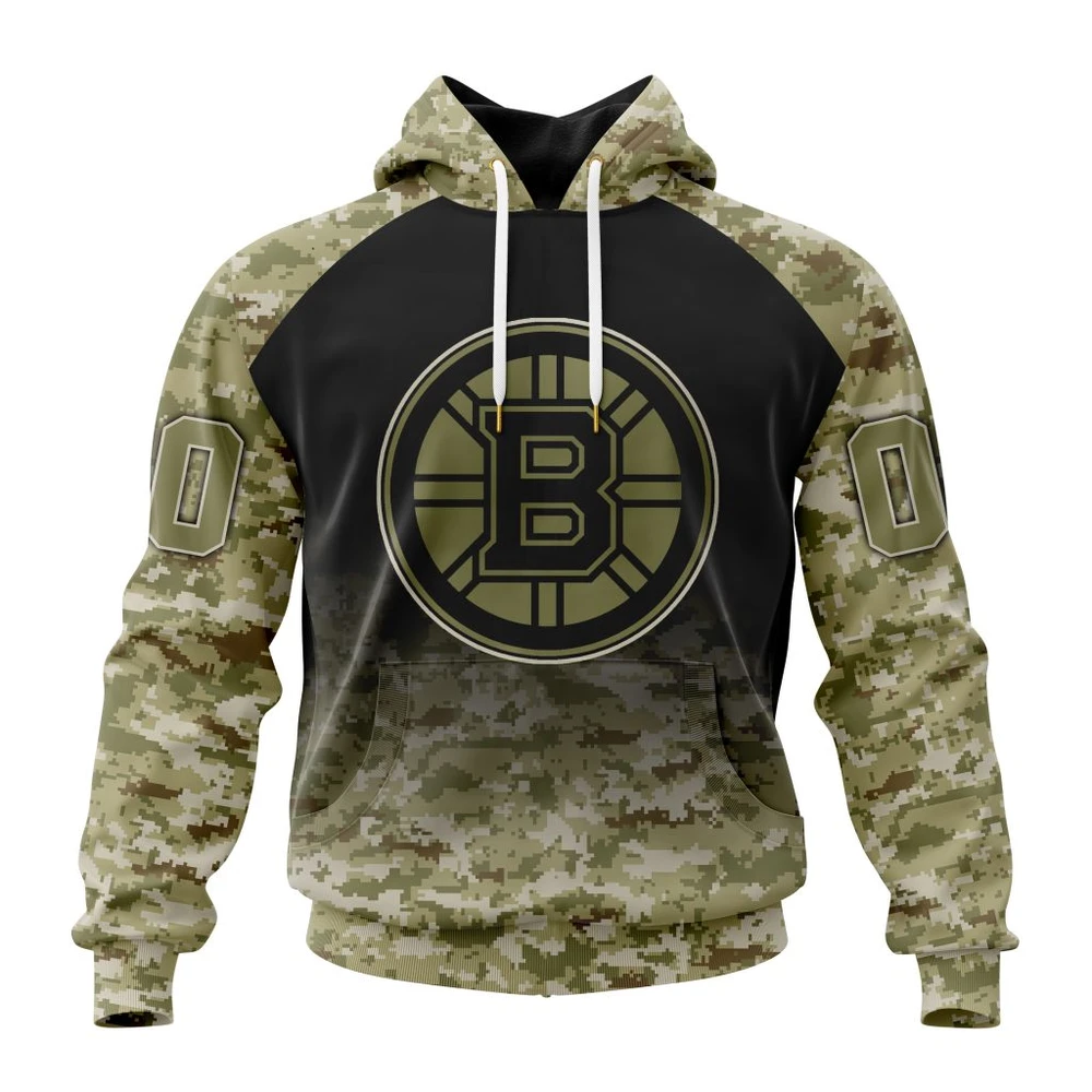 Boston Bruins Special Camo Design For Veterans Day All Over Print Hoodie Style 92698