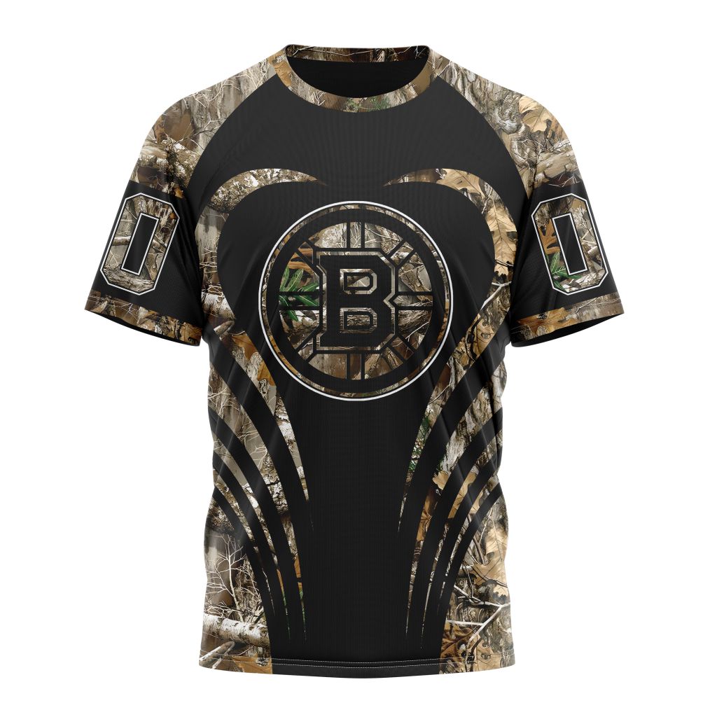 Boston Bruins Special Camo Hunting Personalized Name And Number T-Shirt Oregontrailrvpk Shirt