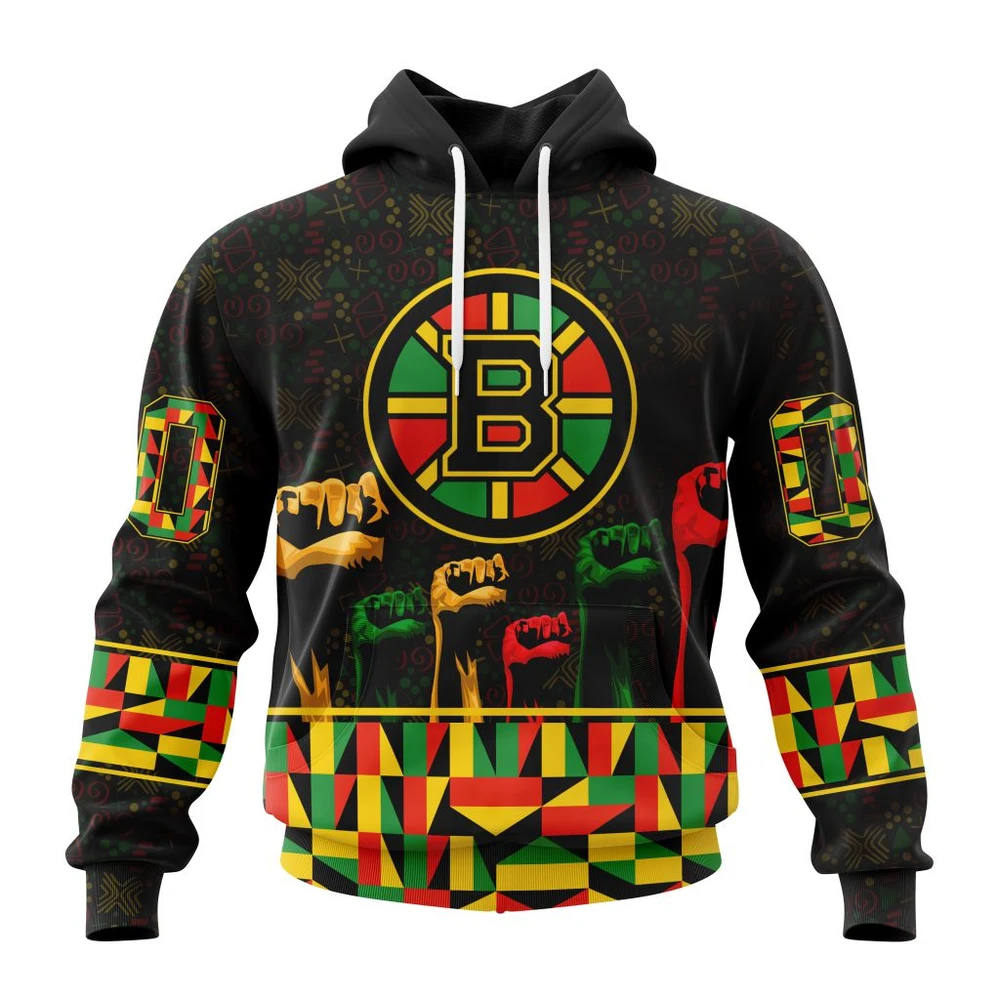 Boston Bruins Special Design Celebrate Black History Month All Over Print Hoodie Style 39364