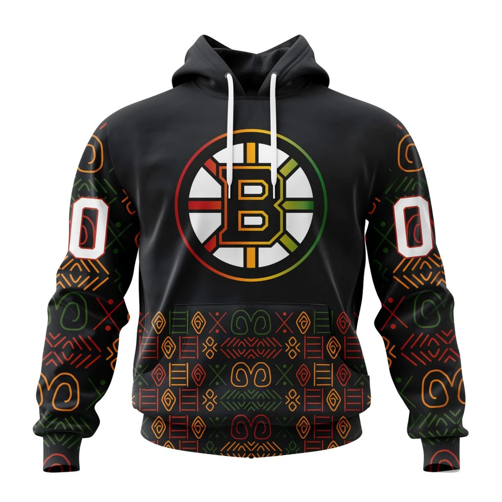Boston Bruins Special Design For Black History Month All Over Print Hoodie Style 94993