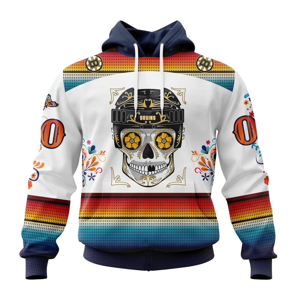 Boston Bruins Special Design For Dia De Los Muertos All Over Print Hoodie Style 66269