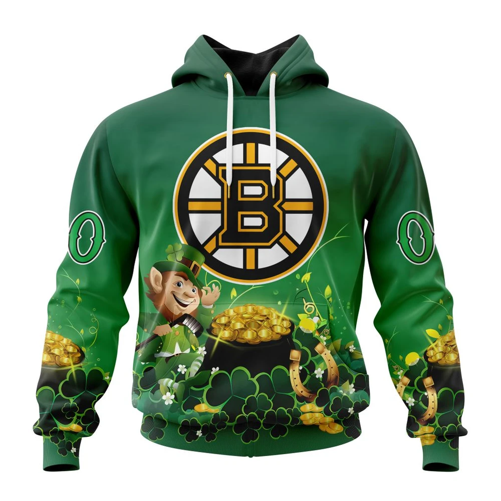 Boston Bruins Special Design For St. Patrick Day All Over Print Hoodie Style 98562