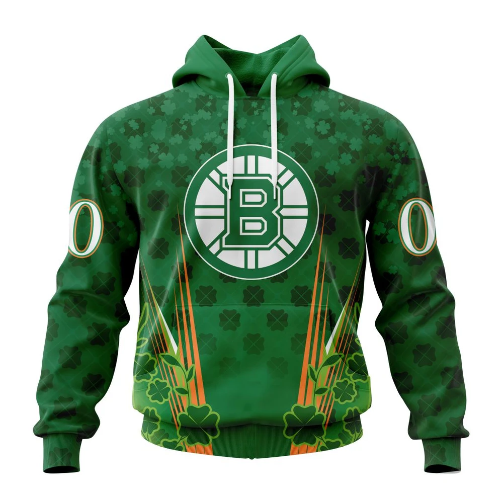 Boston Bruins Special Design For St. Patrick's Day All Over Print Hoodie Style 61657