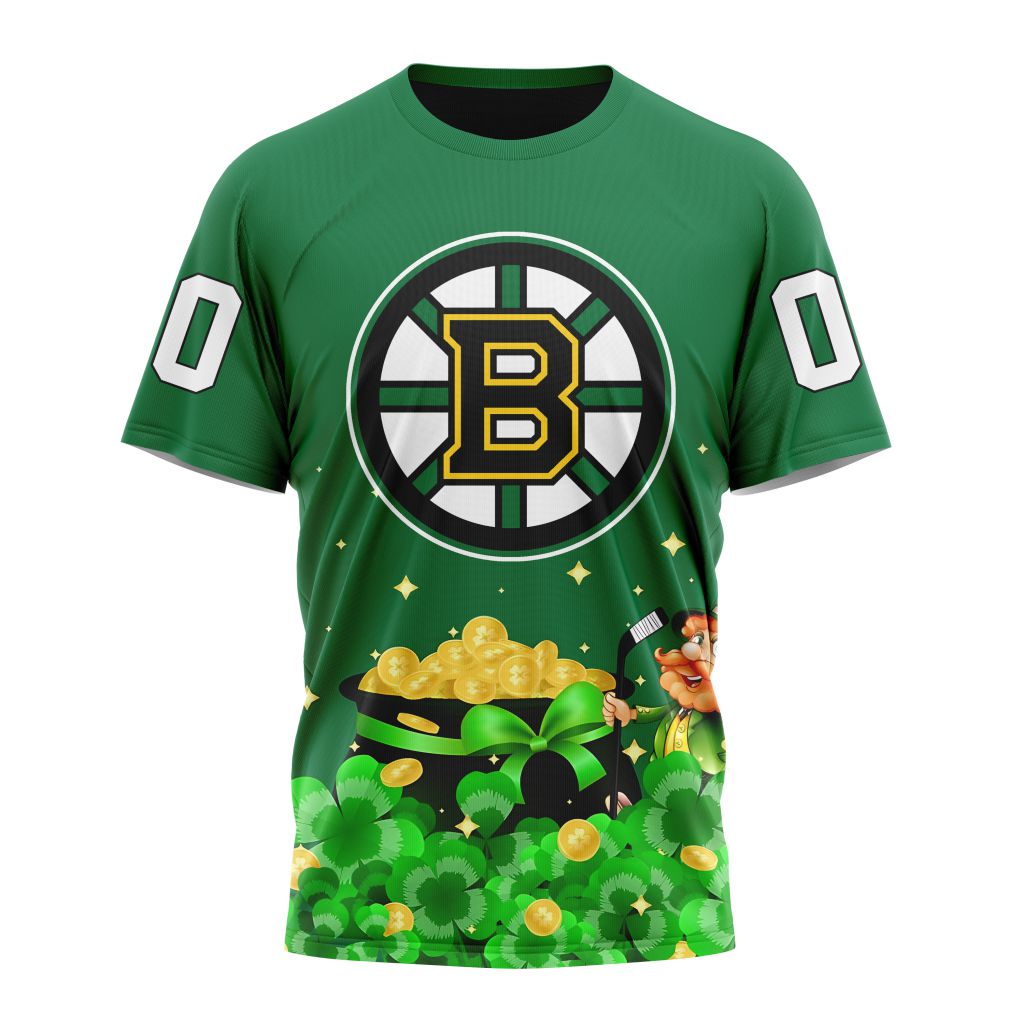 Boston Bruins Special Design For St.Patrick's Day Personalized Name And Number T-Shirt Oregontrailrvpk Shirt