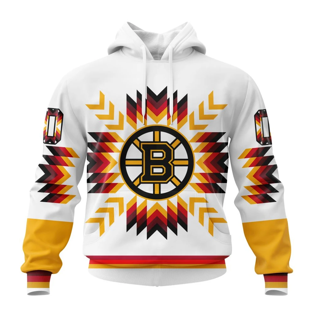 Boston Bruins Special Design With Native Pattern All Over Print Hoodie Style 83037