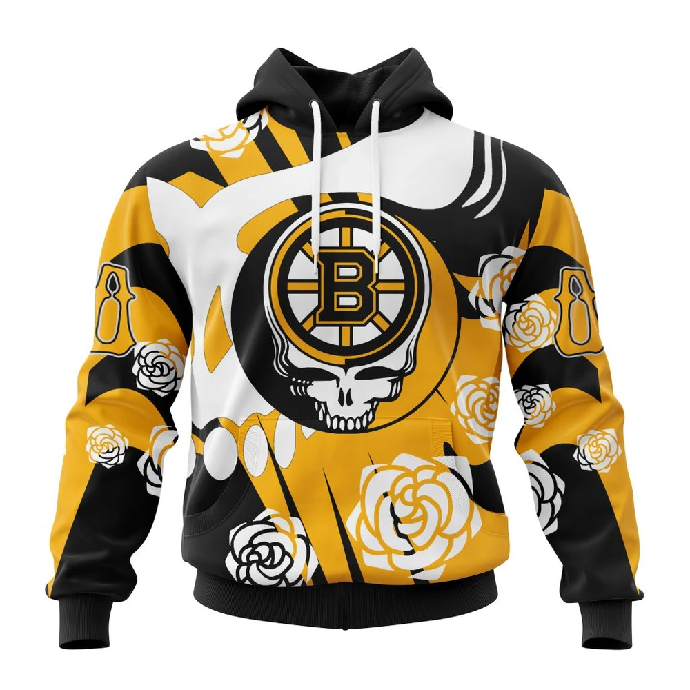 Boston Bruins Special Grateful Dead Design All Over Print Hoodie Style 73609