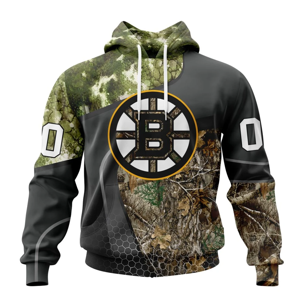 Boston Bruins Special Hunting Camo Design All Over Print Hoodie Style 79153