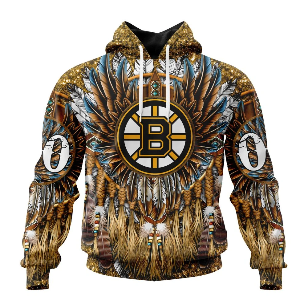 Boston Bruins Special Native Costume Design All Over Print Hoodie Style 37415