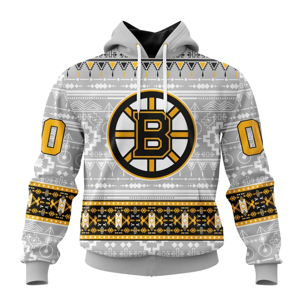 Boston Bruins Special Native Design All Over Print Hoodie Style 50125