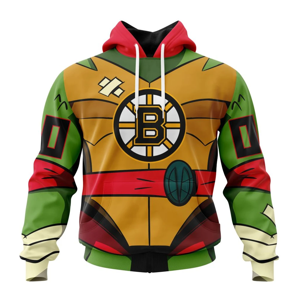 Boston Bruins Special Teenage Mutant Ninja Turtles Design All Over Print Hoodie Style 59345
