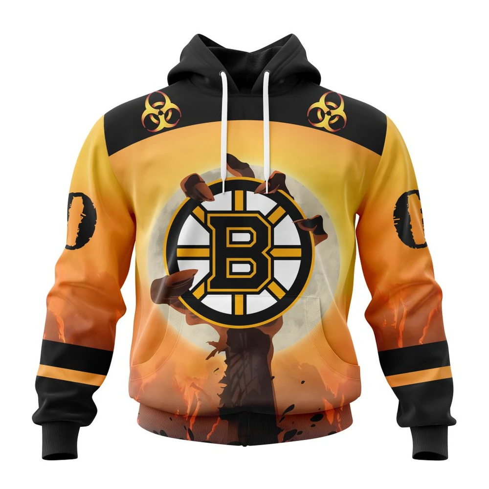 Boston Bruins Special Zombie Design For Halloween All Over Print Hoodie Style 41261