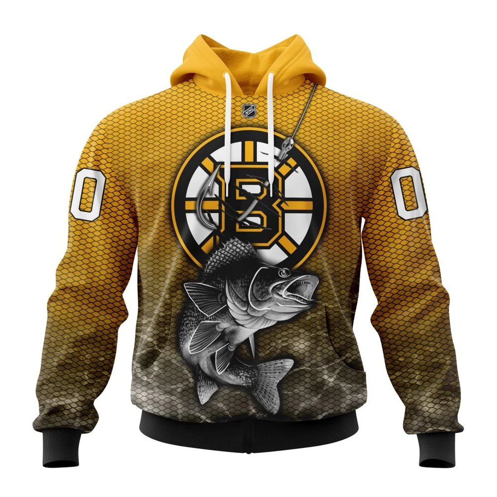 Boston Bruins Specialized Fishing All Over Print Hoodie Style 41665