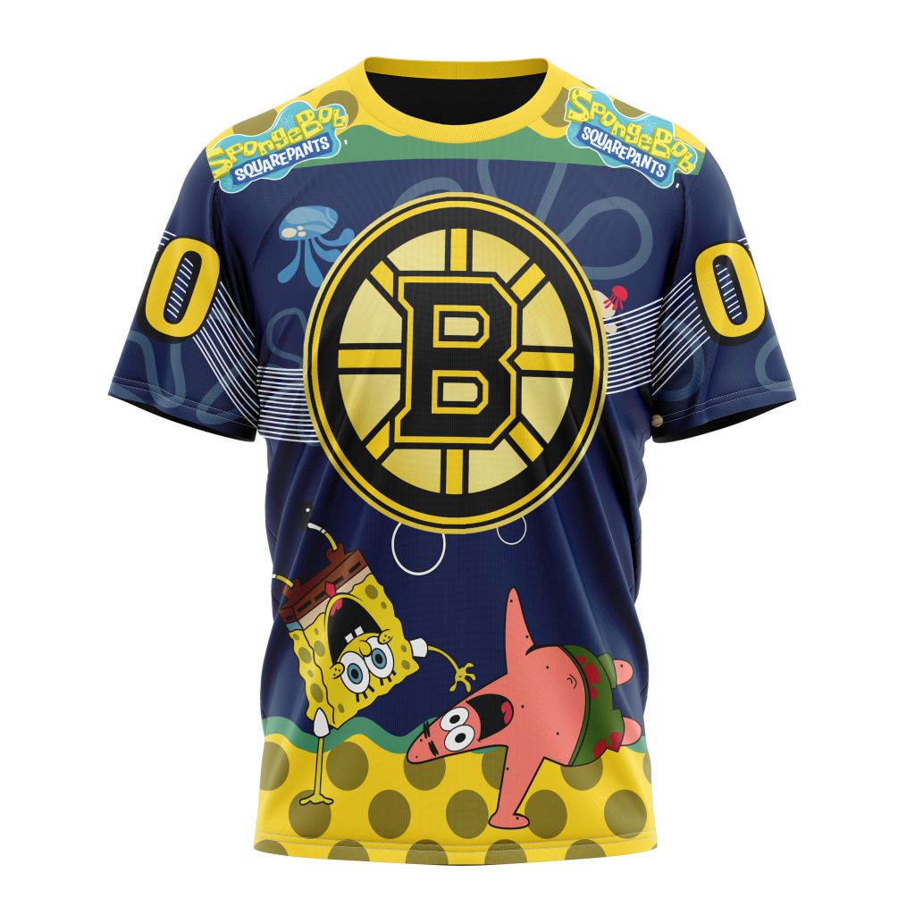 Boston Bruins Specialized Jersey With SpongeBob Personalized Name And Number T-Shirt Oregontrailrvpk Shirt
