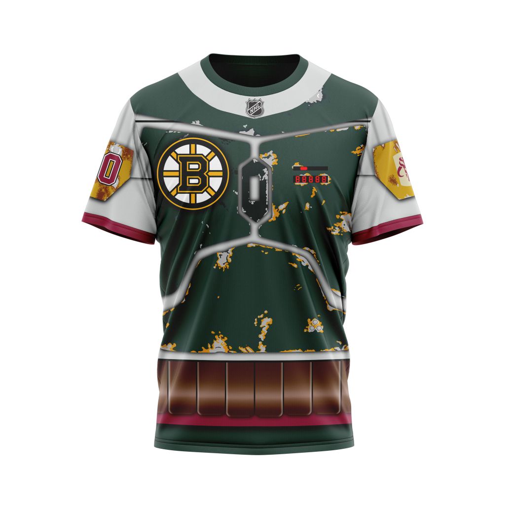 Boston Bruins X Boba Fett's Armor Specialized Design For Star Wars Fourth Of July Personalized Name And Number T-Shirt Oregontrailrvpk Shirt