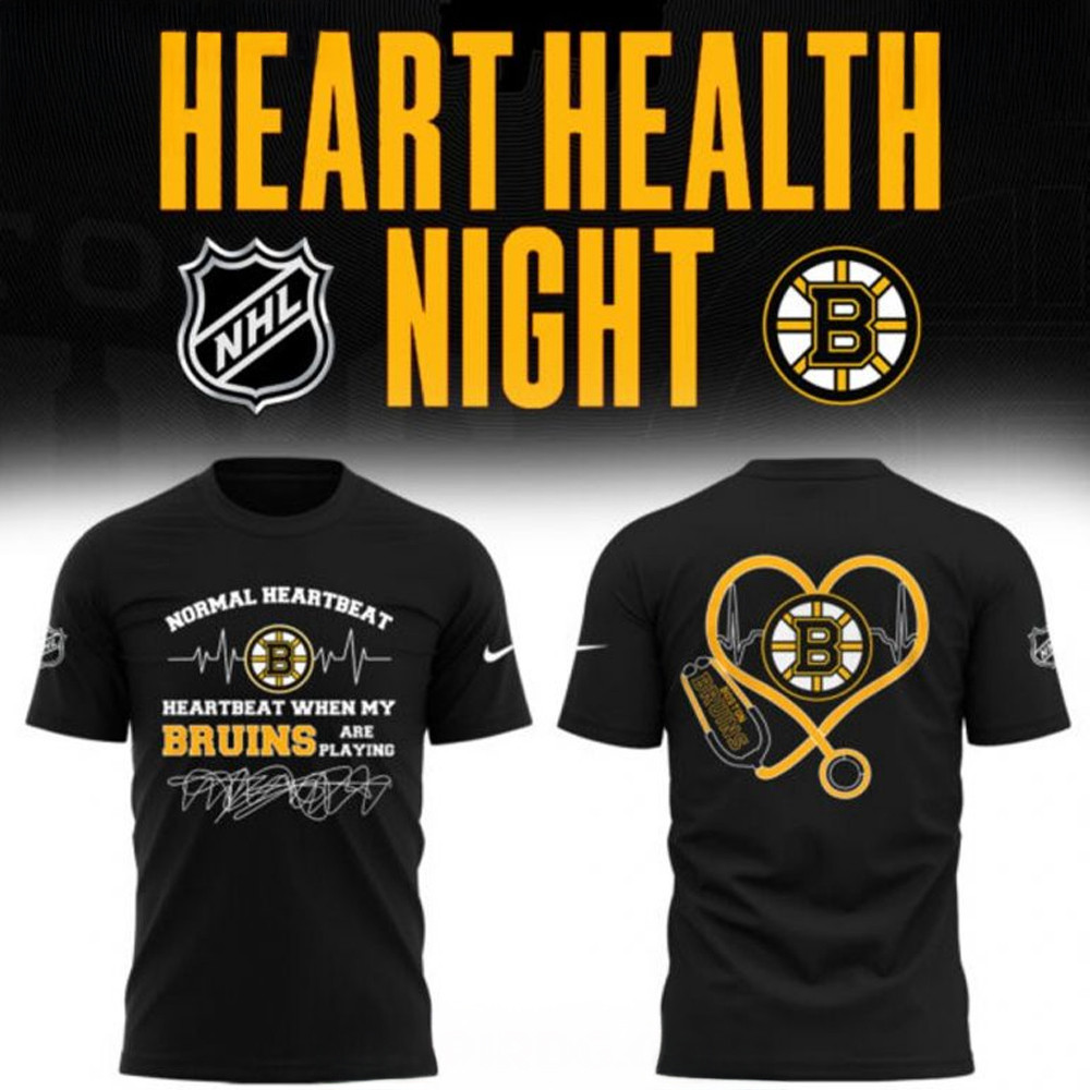 Boston Bruins x Heart Health Night 2025 T-Shirt Presents For Hockey Fans Oregontrailrvpk Shirt