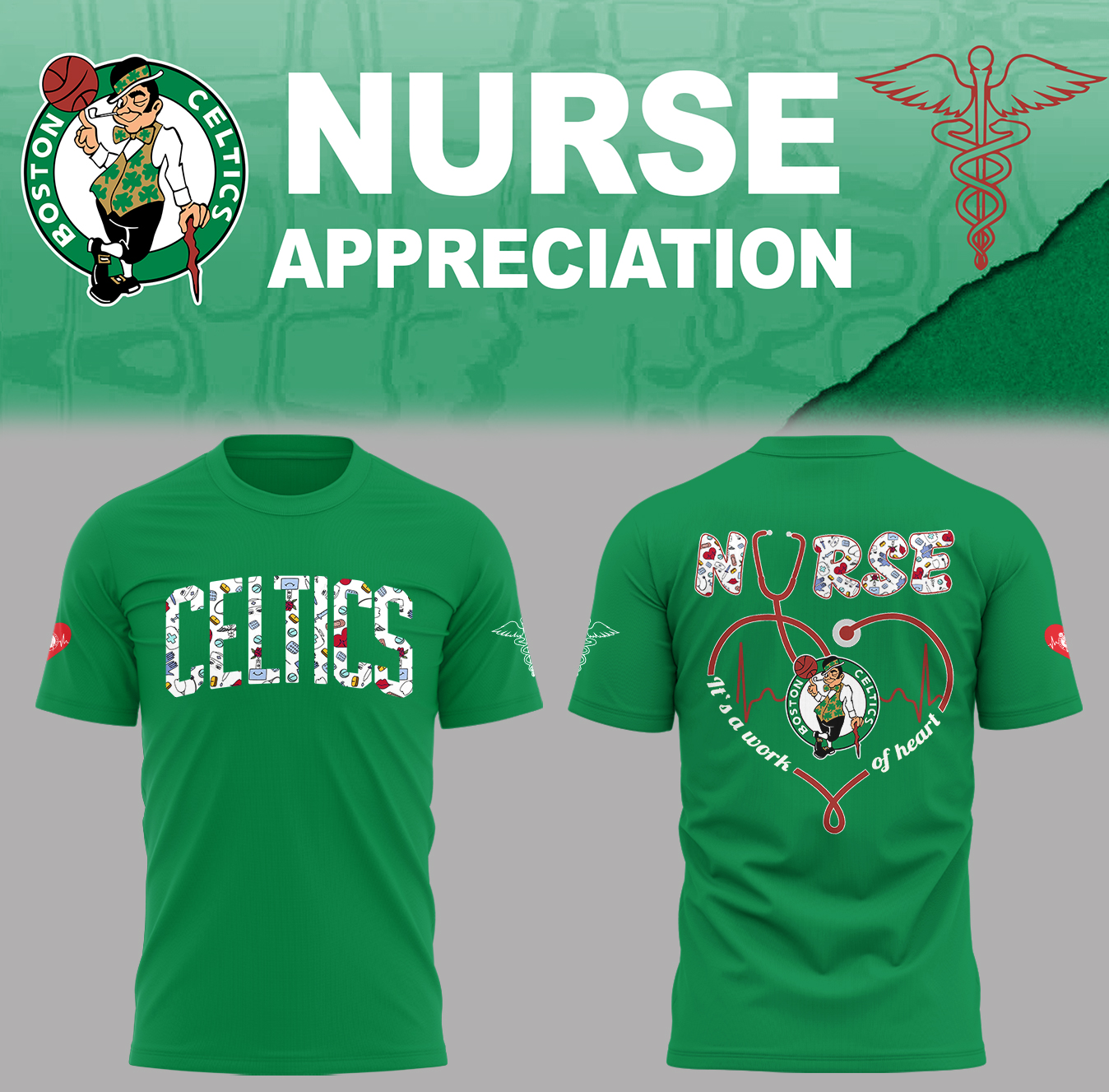 Boston Celtics x Nurse Appreciation T-Shirt For Basketball Players Basketball Oregontrailrvpk Shirt