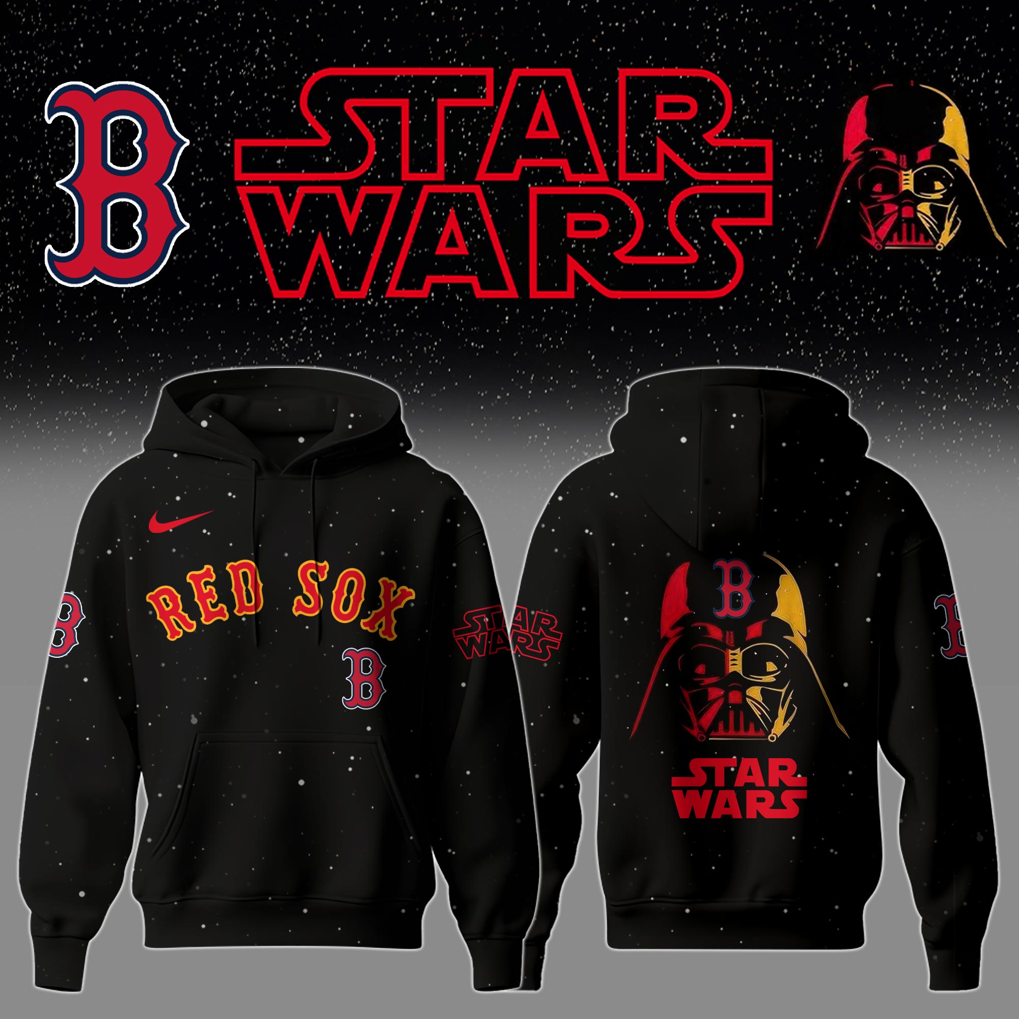 Boston Red Sox x Stars Wars Night Hoodie Baseball Coach Gift Ideas