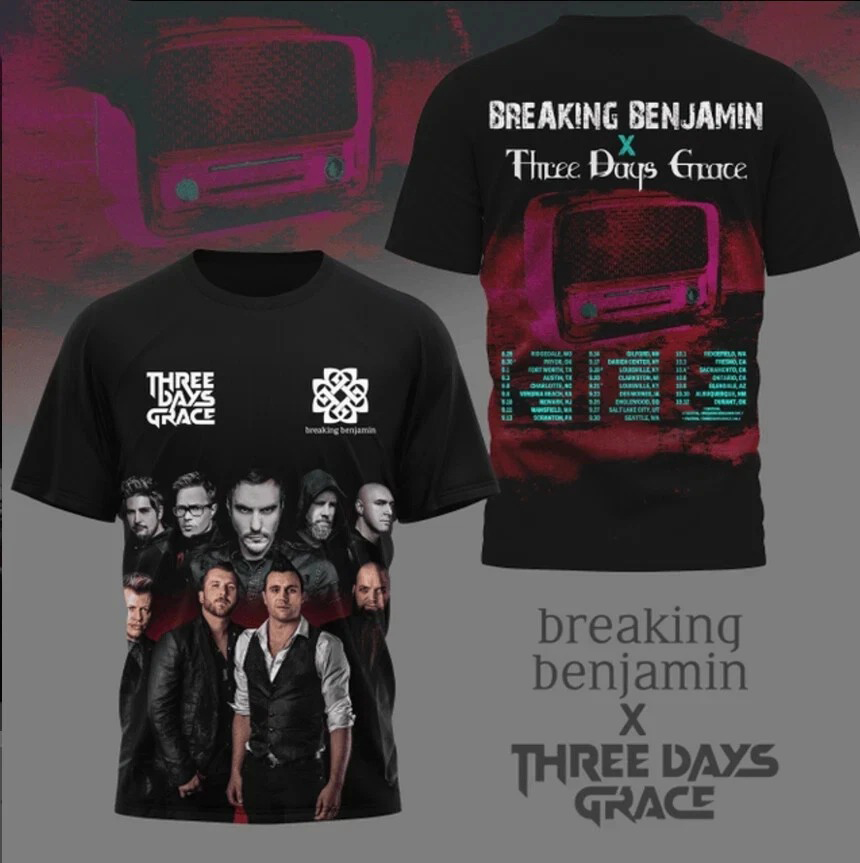 Breaking Benjamin Three Days Grace AOP 3D T-Shirt Oregontrailrvpk Shirt