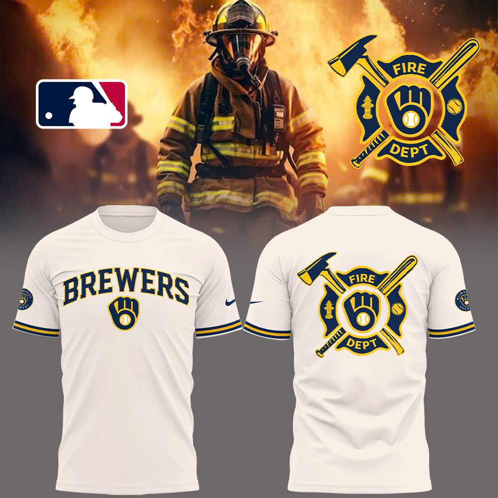 Brewers x Firefighter Appreciation Night T-Shirt Baseball Coach Gift Ideas Oregontrailrvpk Shirt